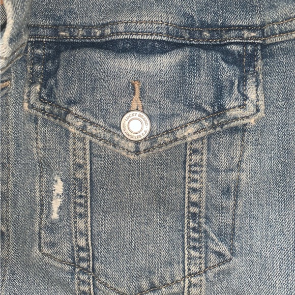 Lucky Brand Tomboy Jean Jacket Distressed Oversized Denim Trucker Size L NWT - Picture 9 of 11
